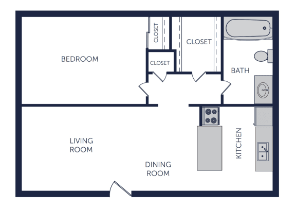 Floor Plan  Villas at Vine One Bedroom Floor Plan