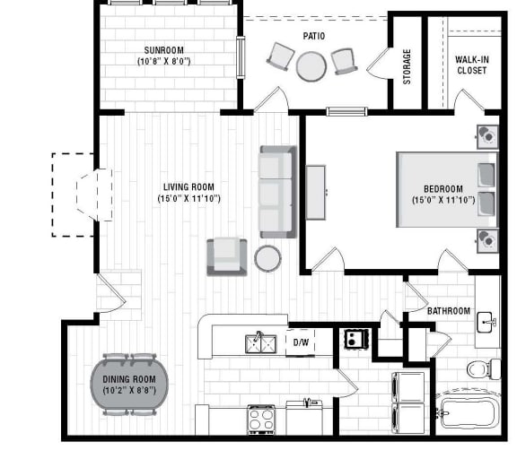 The Reserve at Wescott Apartments Woods Sunroom Floor Plan