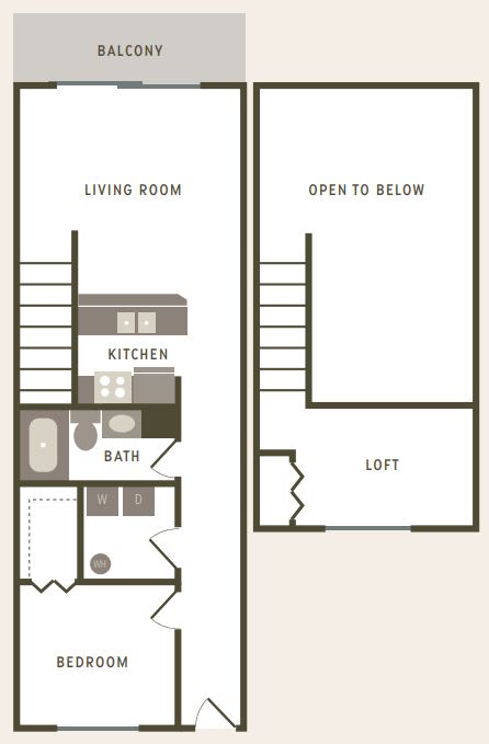 Floor Plan  1 Bedroom with Loft Renovated