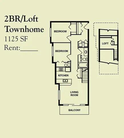 2 Bedroom 2 bath  With Loft Floor Plan at River Walk Apartments, Boise, ID