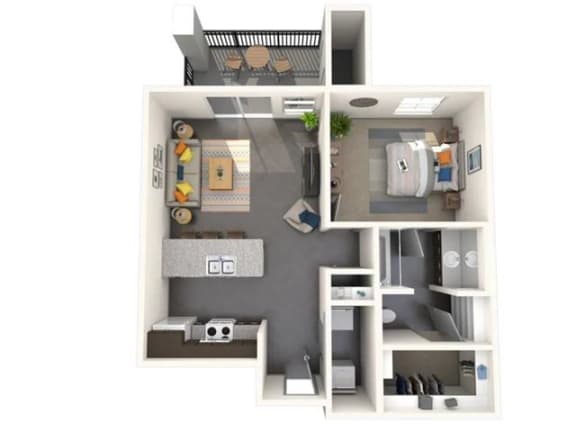One Bedroom, One Bathroom Small Floor Plan at Jasper Apartments, Meridian