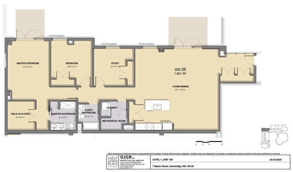 Floor Plan  2 Bedroom, 2 Bathroom Plus Condo Layout at Saint James Place, Massachusetts, 02140