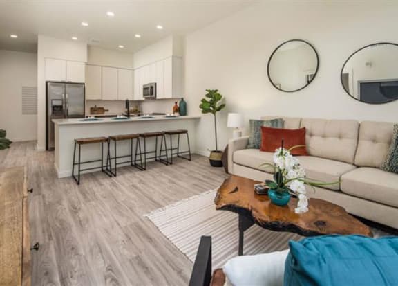 Modern living Room With Kitchen at Clovis Point, Longmont, CO, 80501