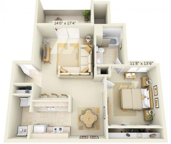 Sunset Summit Apartment Mt. Shasta 1x1 Floor Plan 802 Square Feet