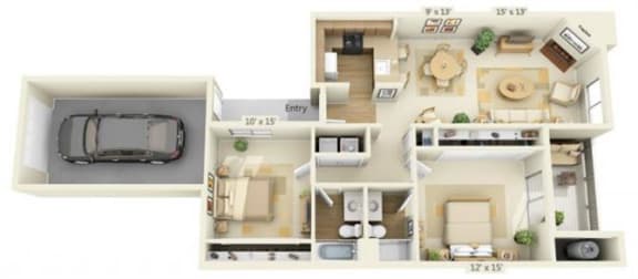 Delta Pointe Apartments Catamaran 2x2 Floor Plan 1004 Square Fee