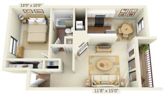 Sunstone Parc Apartments 1x1 Floor Plan 620 Square Feet