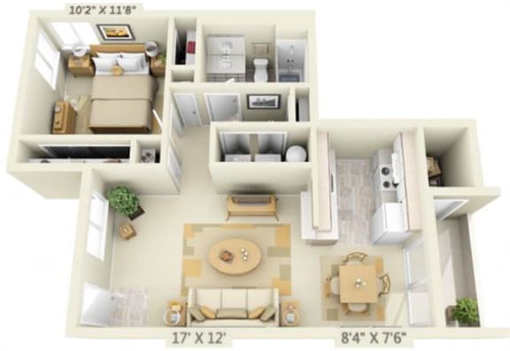 Clackamas Trails Apartments 1x1 Floor Plan 699 Square Feet
