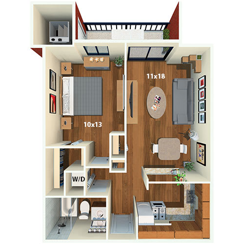 Floor Plan  1 Bedroom Apartment in Annandale, VA