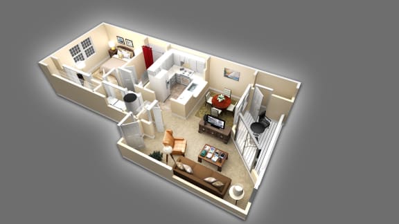 Floor Plan  A1A 1Bed_1Bath at Gulfshore Apartment Homes, Florida
