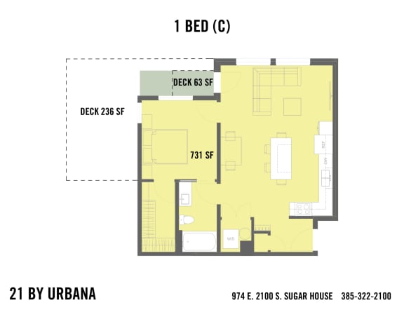 Floor Plan  1 BED (21-1C)