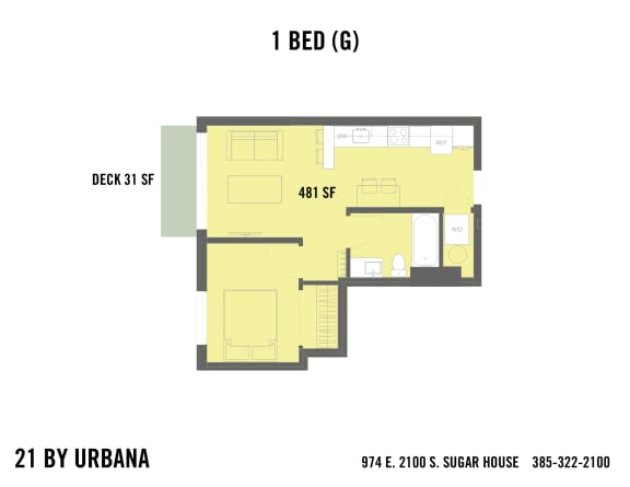 Floor Plan  1 BED (1G)