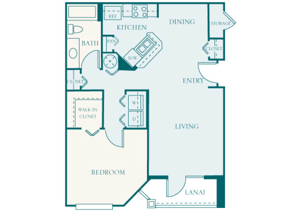Versant Place Apartments A2 Amaryllis 1 bedroom 1 bath 2D
