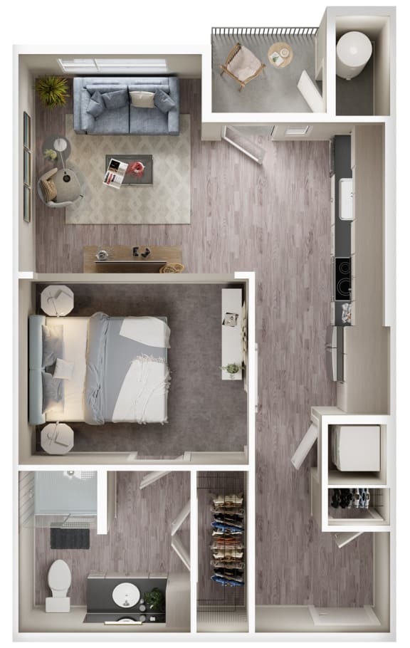 Arazo apartments - A2 - 1 bedroom 1 bath - 3D