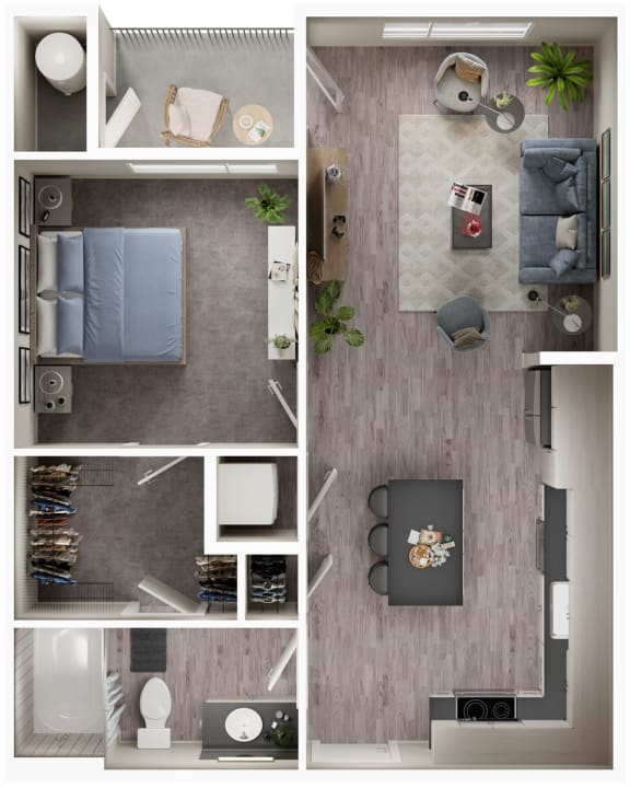 Arazo apartments - A3 - 1 bedroom 1 bath - 3D