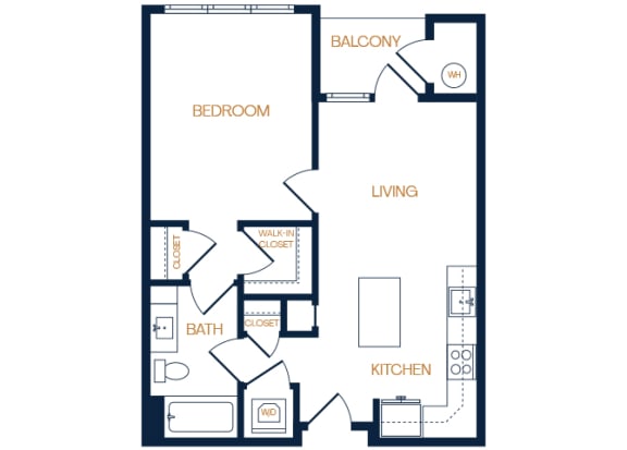 The Airdrie at Paoli Station - A2 - 1 Bed 1 Bath - 2D Floor Plan