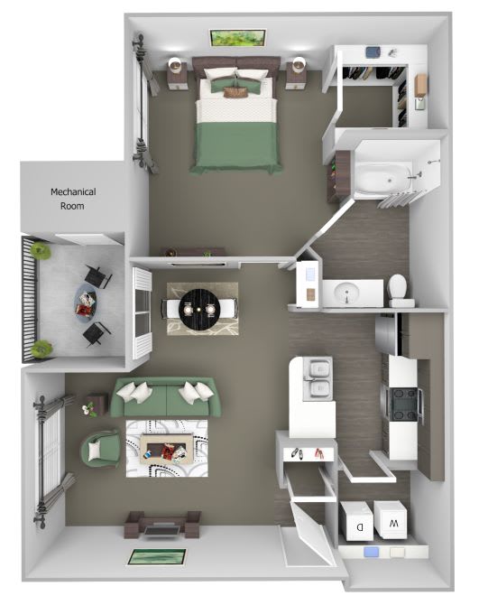 Sonterra Apartments at Paradise Valley - A1 (Jade) - 1 bedroom and 1 bath - 3D