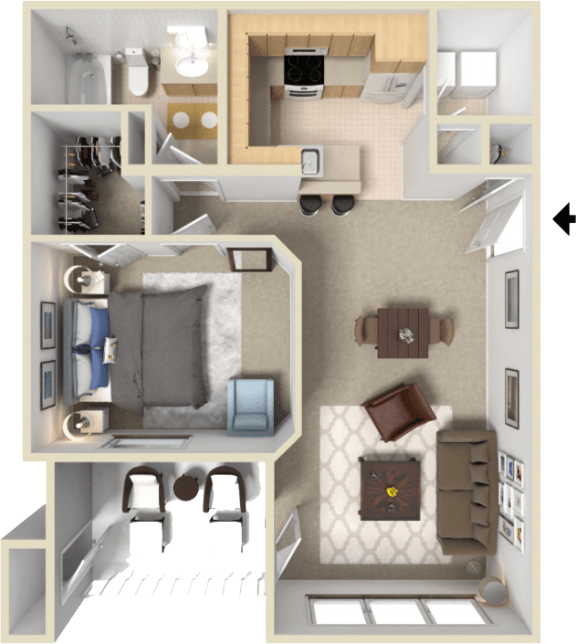Floor Plan  1 Bedroom Apartment Lenexa KS