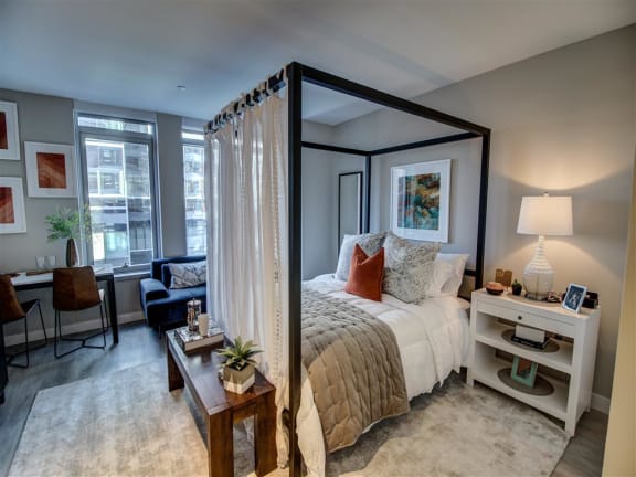 Bedroom With Expansive Windows at Via Seaport Residences, Boston, MA, 02210