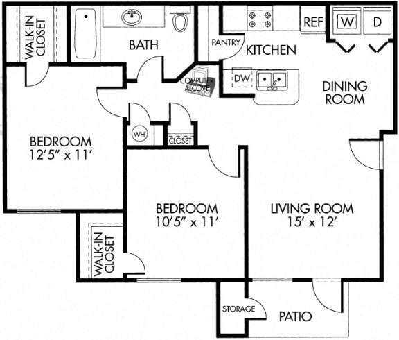 Dakota Floorplan 1 at Dakota Ridge Apartments, Littleton, CO