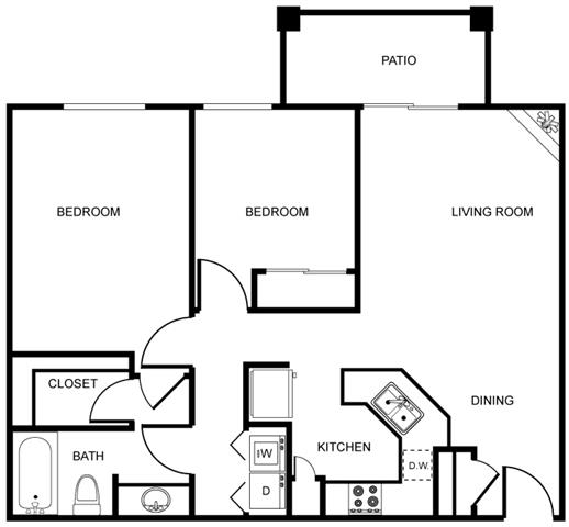 2 Bed Floor Plan at Echo Ridge, Snoqualmie, WA