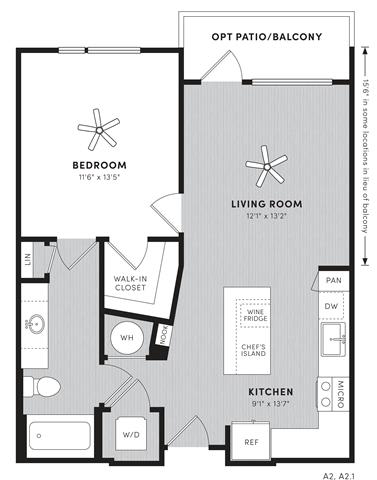 A2 Floor Plan at Berkshire Winter Park, Winter Park, FL
