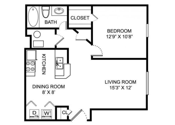 Floor Plan  A1 Floor Plan at Sterling Park Apartments, Grove City, OH, 43123