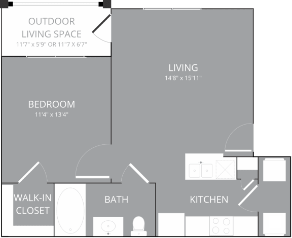 1 bedroom 1 bathroom Floor plan at Park 3Eighty, Aubrey
