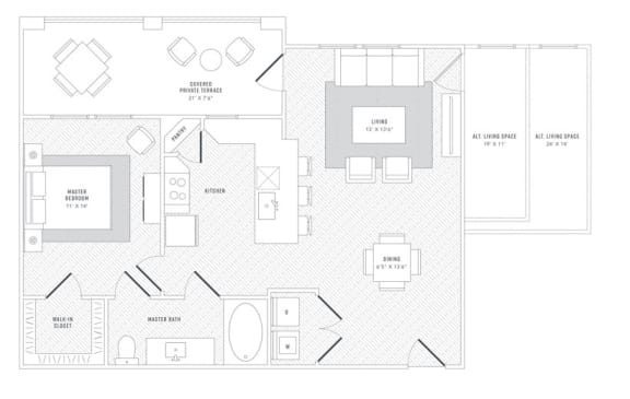 TLC A2 floor plan at Reveal Skyline  at La Cantera, San Antonio, TX