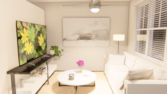 Living Room Tv at Brownstones at Palisade Park Apartments, Chartered Holdings, Colorado