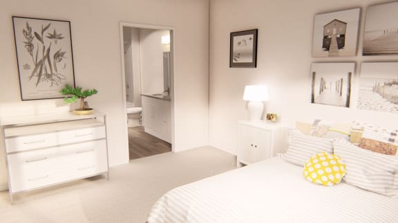 Large Bedroom En-Suite Bathroom at Brownstones at Palisade Park Apartments, Chartered Holdings, Broomfield, CO, 80023