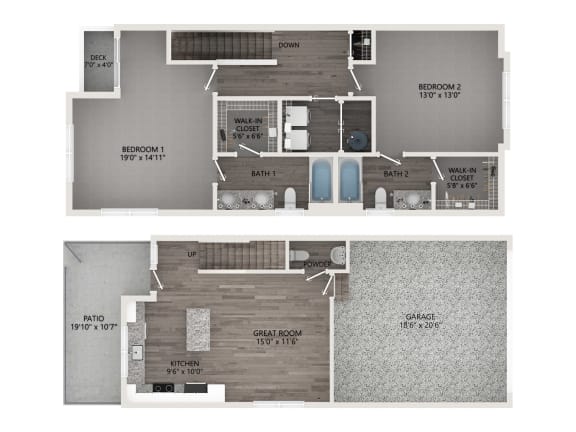 OASIS Floor Plan at Brownstones at Palisade Park Apartments, Chartered Holdings, Colorado