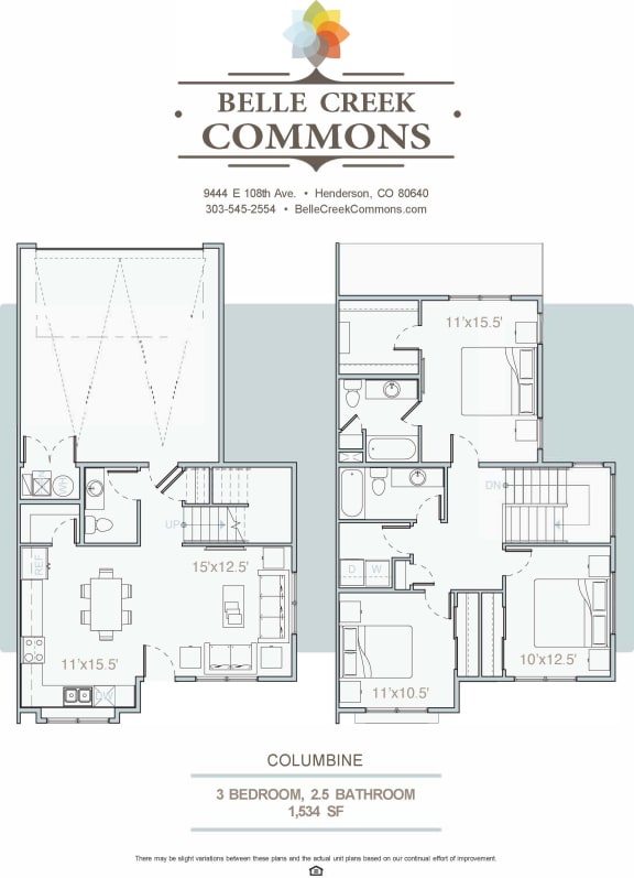 Floor Plan  Columbine Floorplan with 1534 square feet at Belle Creek Commons, Colorado