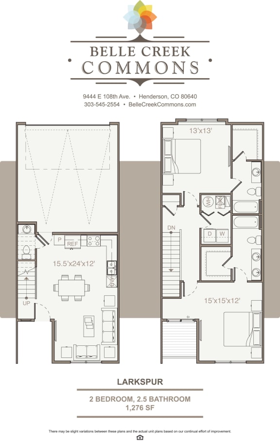 Larkspur Floorplan with 1276 square feet at Belle Creek Commons, Henderson