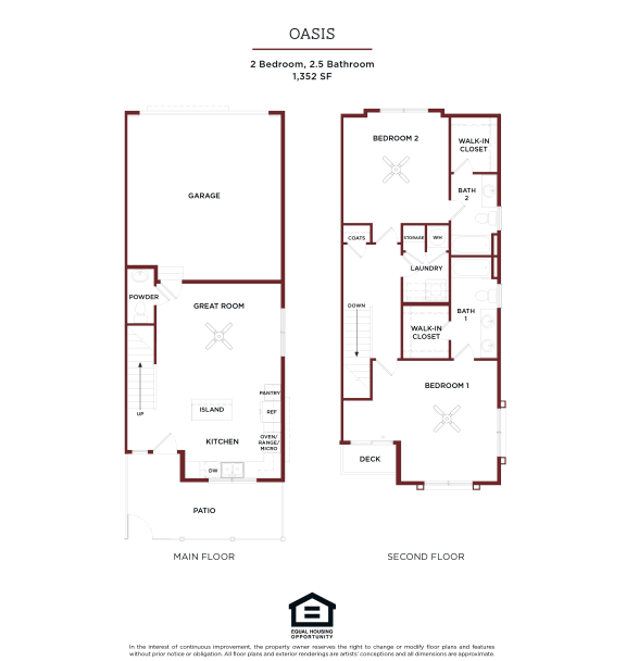 OASIS Floor Plan at Brownstones at Palisade Park Apartments, Chartered Holdings, Colorado, 80023