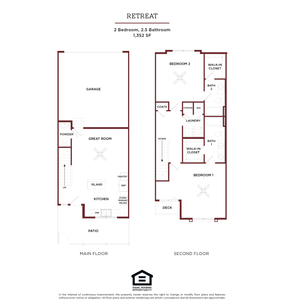 RETREAT Floor Plan at Brownstones at Palisade Park Apartments, Chartered Holdings, Broomfield, CO, 80023