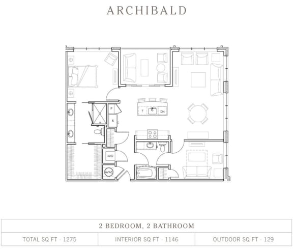 2 Bed 2 Bath, 1,250 Sq.Ft. Floor Plan at Vickers Roswell, Roswell, 30075