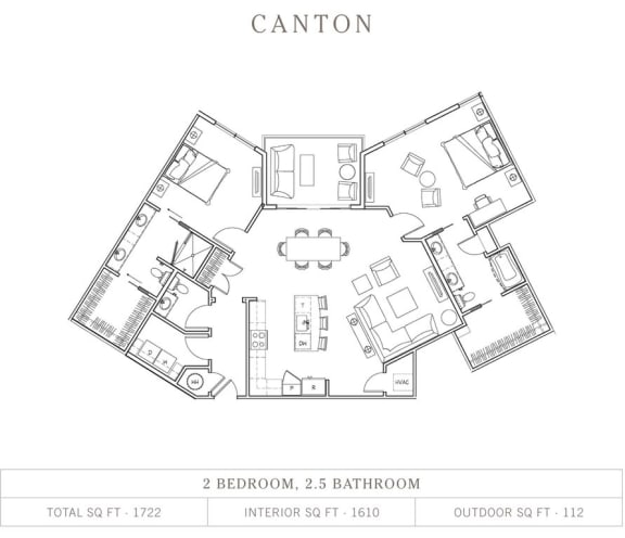 Floor Plan  2 Bedroom 2.5 Bathroom, 1,469 Sq.Ft. Floor Plan at Vickers Roswell, Georgia