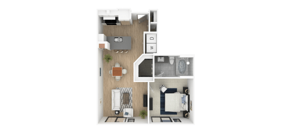 E 1 Bedroom 1 Bathroom Floor Plan E 1 Bedroom 1 Bathroom, 724 Sq.Ft. Floor Plan at Everra Midtown Park, Dallas