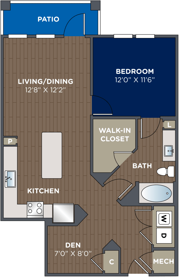 1 Bedroom 1 Bathroom, 846 Sq.Ft. Floor Plan at Luma Headwaters, Orlando, FL