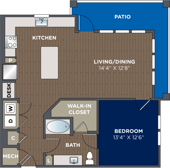1 Bedroom 1 Bathroom, 892 Sq.Ft. floor plan at Luma Headwaters, Orlando, 32837