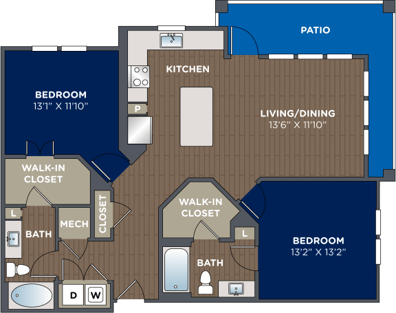 2 bedroom 2 bathroom, 1,163 Sq.Ft. floor plan at Luma Headwaters, Florida
