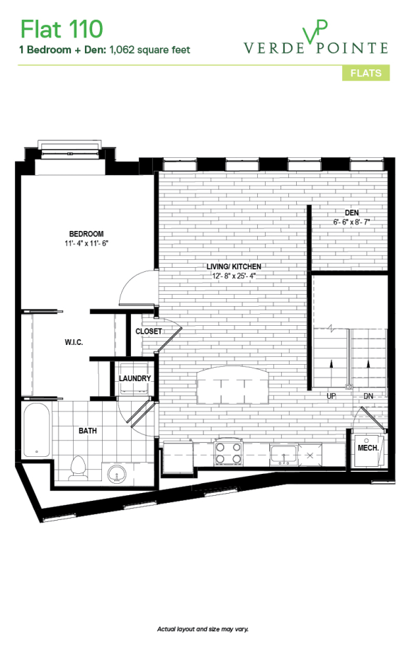 Floor Plan  Flat 110 Floor Plan at Verde Pointe, Arlington, 22201