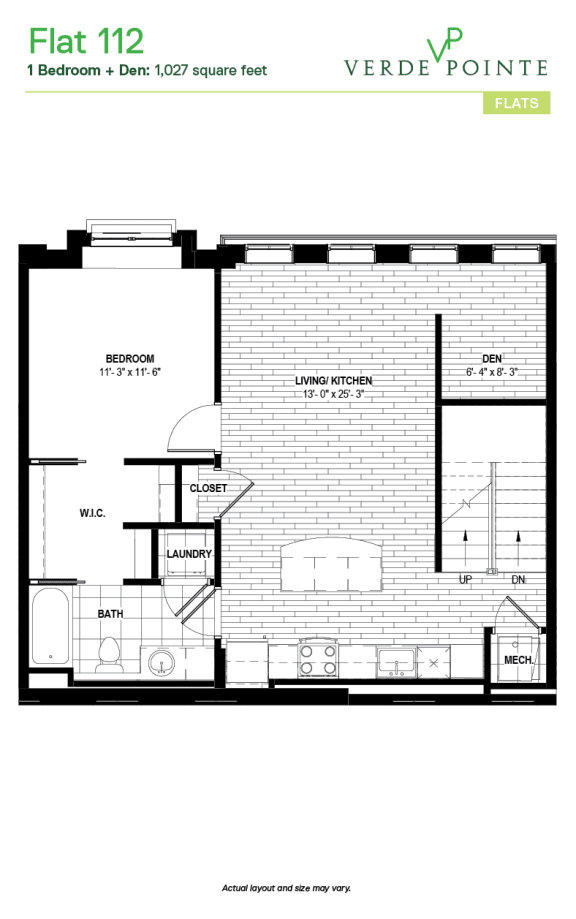Flat 112 Floor Plan at Verde Pointe, Arlington, VA