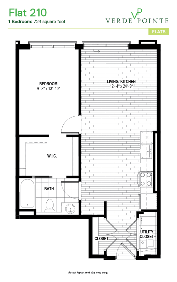 Flat 210 Floor Plan Flat 210 Floor Plan at Verde Pointe, Arlington, VA, 22201