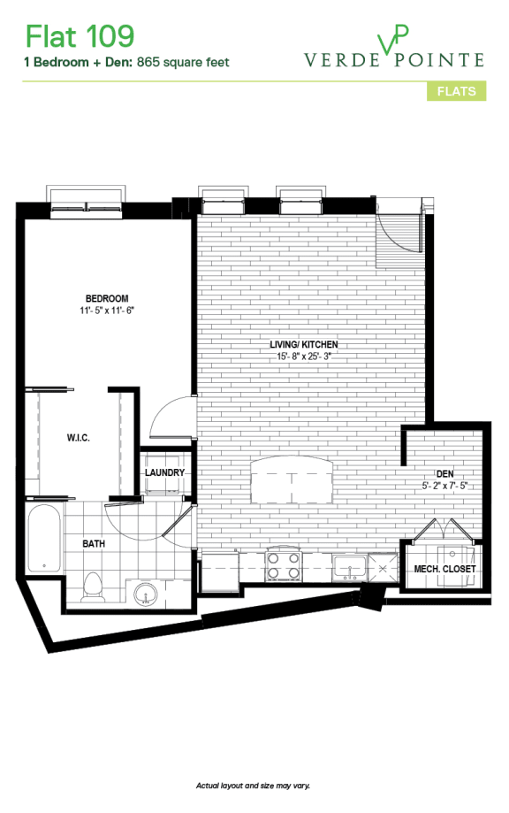 Flat 109 Floor Plan Flat 109 Floor Plan at Verde Pointe, Virginia, 22201