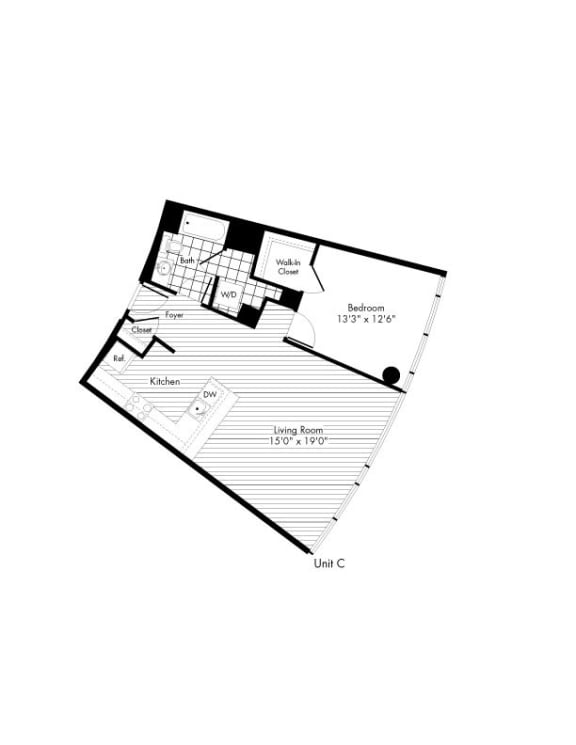C 1 Bed 1 Bath Floor Plan C 1 Bed 1 Bath Floor Plan at The Zenith, Maryland, 21201
