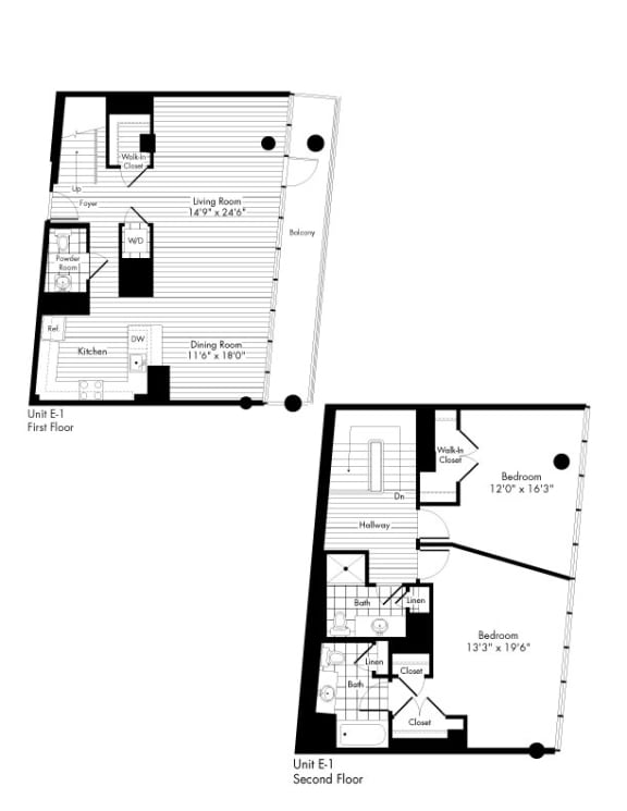 2 Bed 2.5 Bathroom Floor Plan 2 Bed 2.5 Bathroom Floor Plan at The Zenith, Maryland, 21201