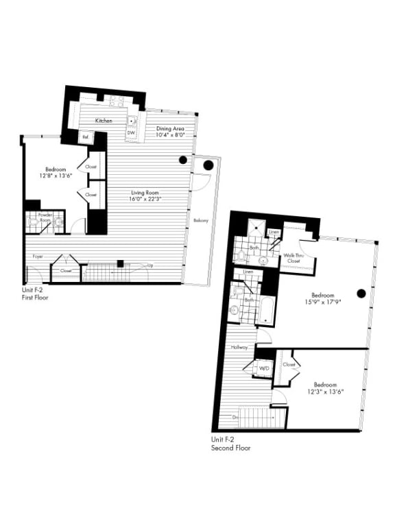 3 Bedroom and 2 Bath Floor Plan 3 Bedroom and 2 Bath Floor Plan at The Zenith, Baltimore, MD