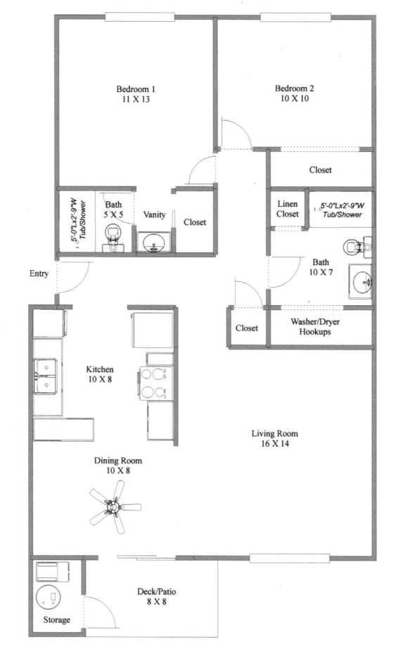 Floor Plan  Wellington Estates 2 Bed 2 Bath 937 sq ft