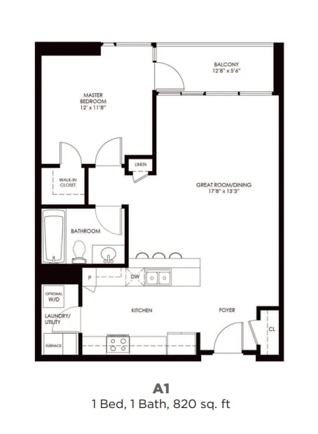  Floor Plan A1 - One Bedroom One Bath